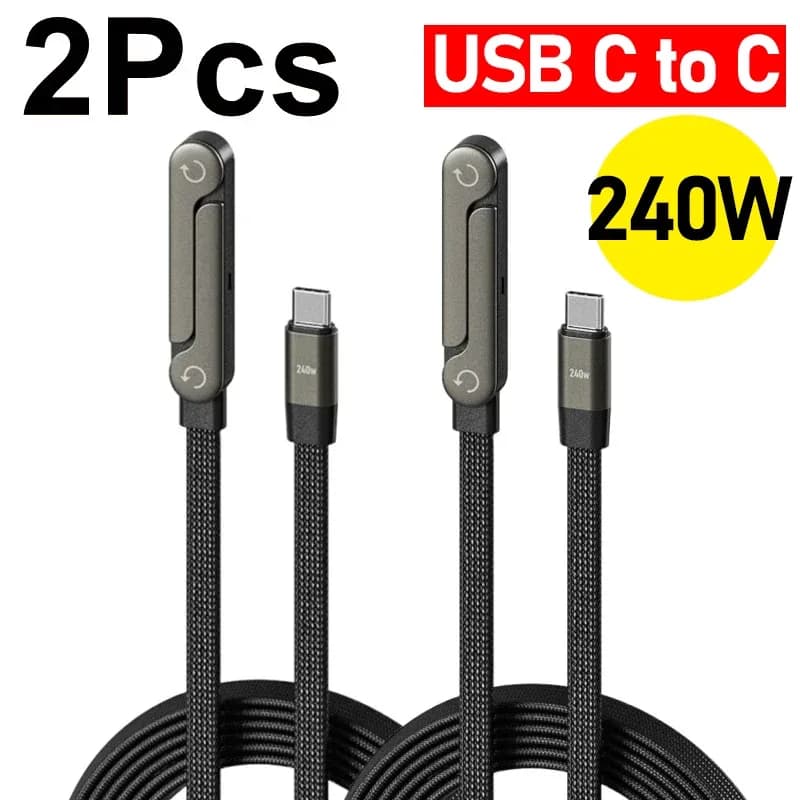 Câble USB-C 2-en-1 avec support de téléphone intégré 90° - Charge rapide 240W slide 8