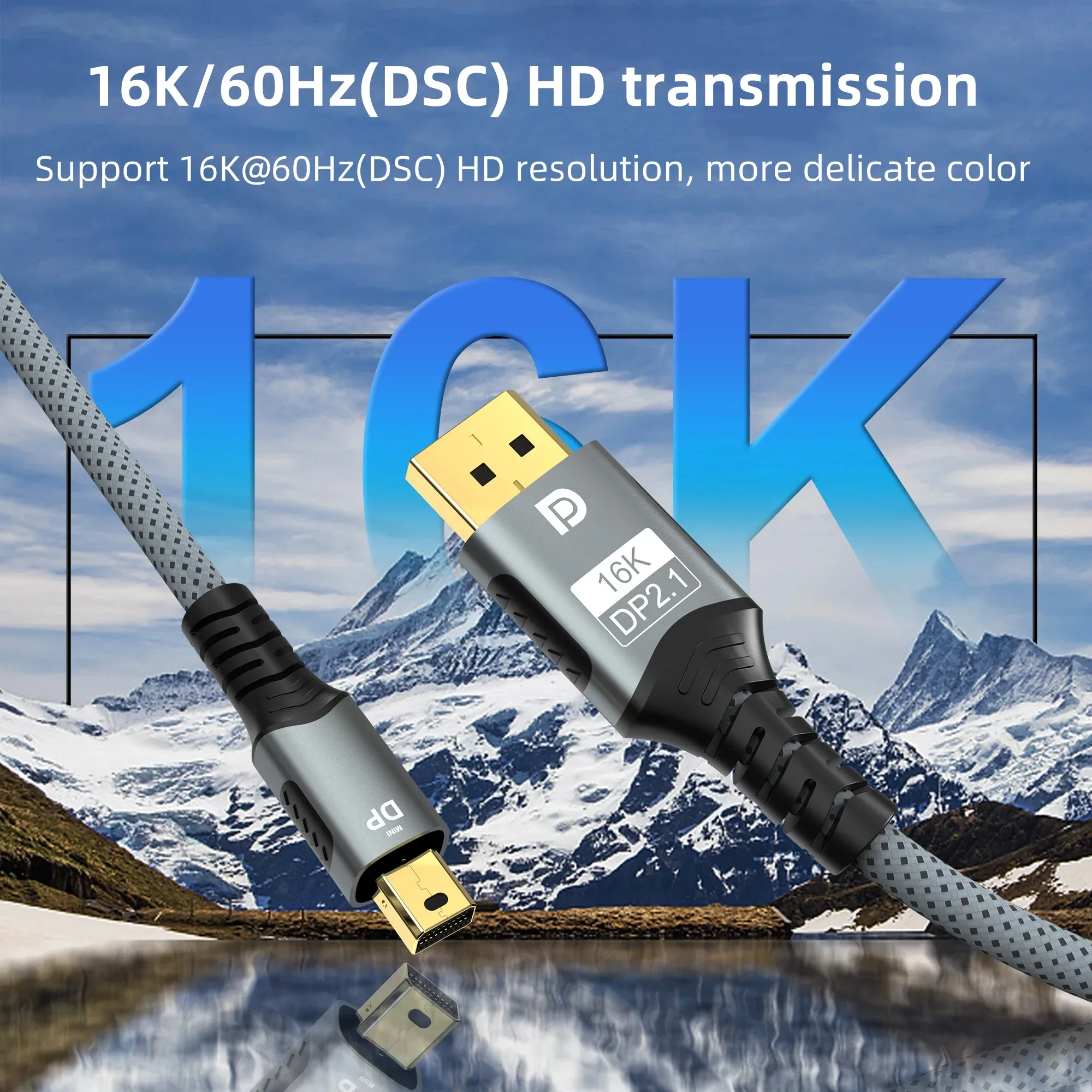 Câble Mini DisplayPort vers DisplayPort 2.1 Bidirectionnel 16K@60Hz 8K@120Hz pour MacBook Air et Projecteur - Image 5