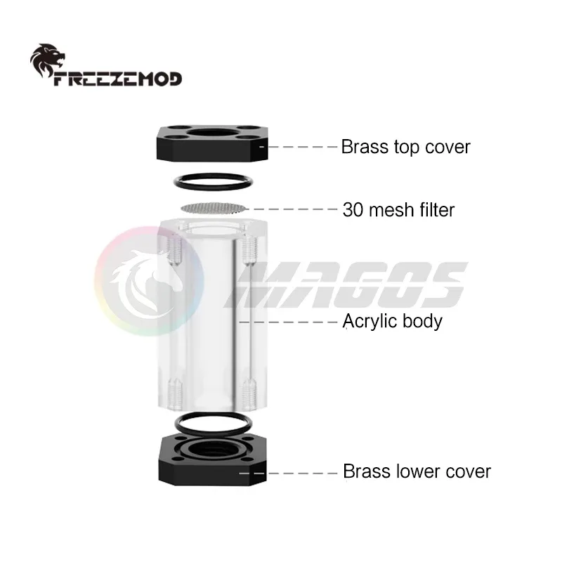 Filtre pour Refroidissement Liquide PC EZEMOD - G1/4 - Cuivre et Acrylique - GLQ-JX3 - Image 3