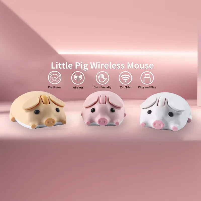 Souris optique sans fil ergonomique et silencieuse (Bluetooth + 2.4G) au design mignon pour enfants - Image 1