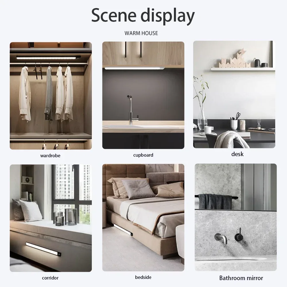 Réglette LED sans fil rechargeable avec détecteur de mouvement pour placard et armoire - Image 6