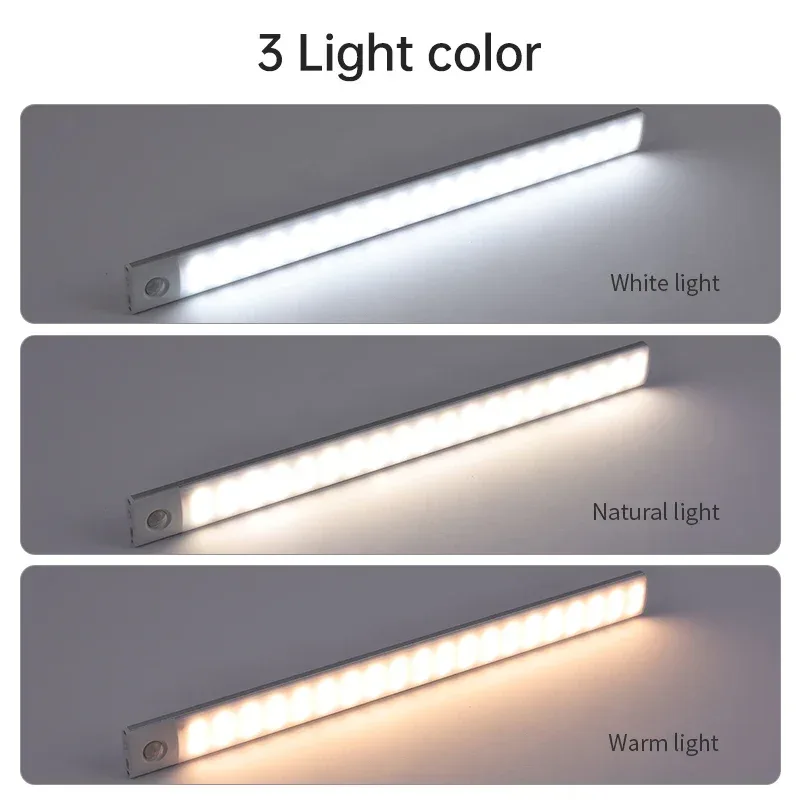 Réglette LED sans fil rechargeable avec détecteur de mouvement pour placard et armoire - Image 2