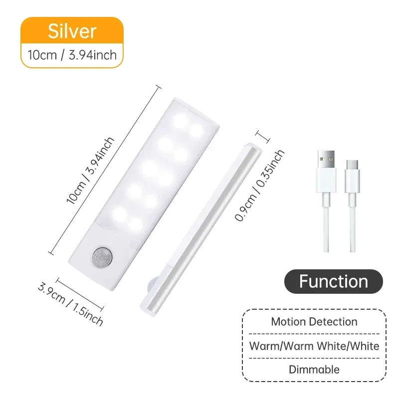 Réglette LED sans fil rechargeable avec détecteur de mouvement pour placard et armoire slide 11
