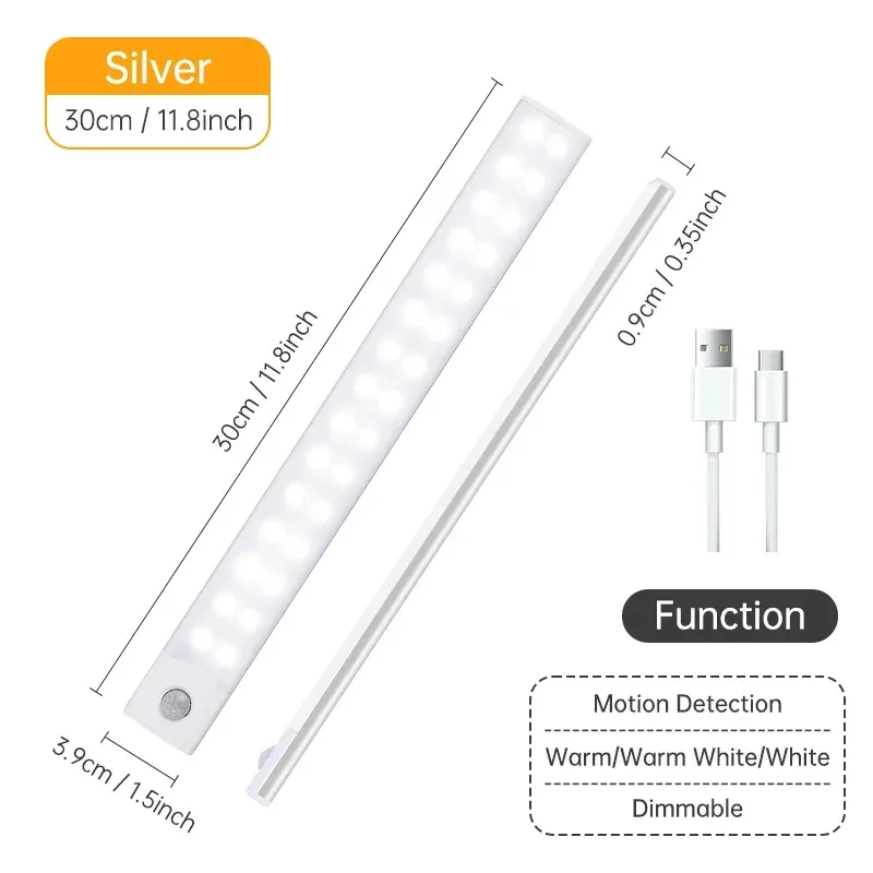 Réglette LED sans fil rechargeable avec détecteur de mouvement pour placard et armoire slide 15