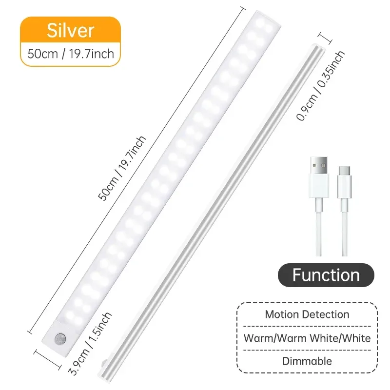 Réglette LED sans fil rechargeable avec détecteur de mouvement pour placard et armoire slide 13