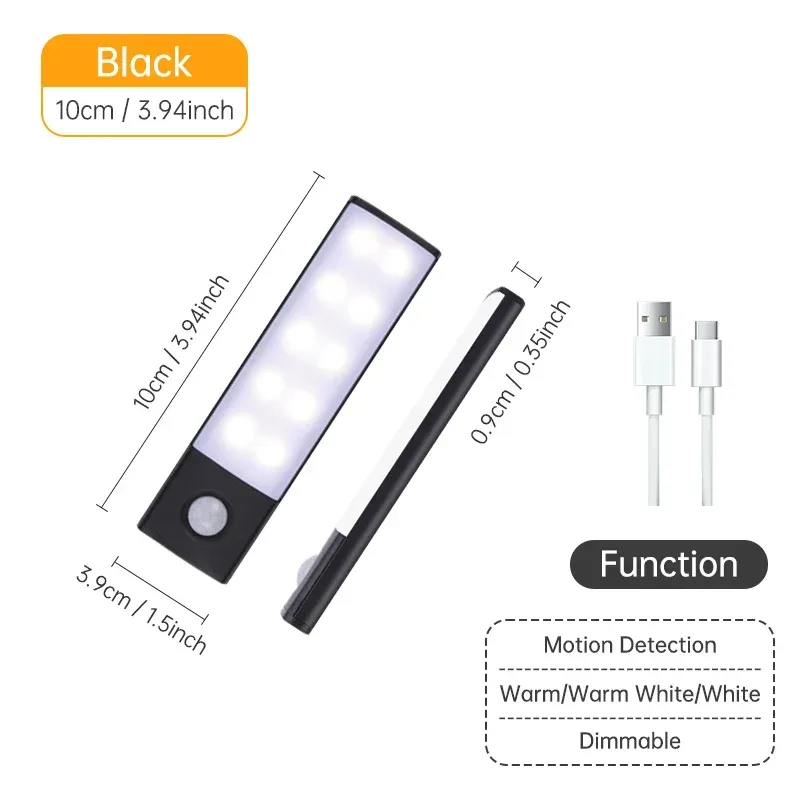 Réglette LED sans fil rechargeable avec détecteur de mouvement pour placard et armoire slide 14
