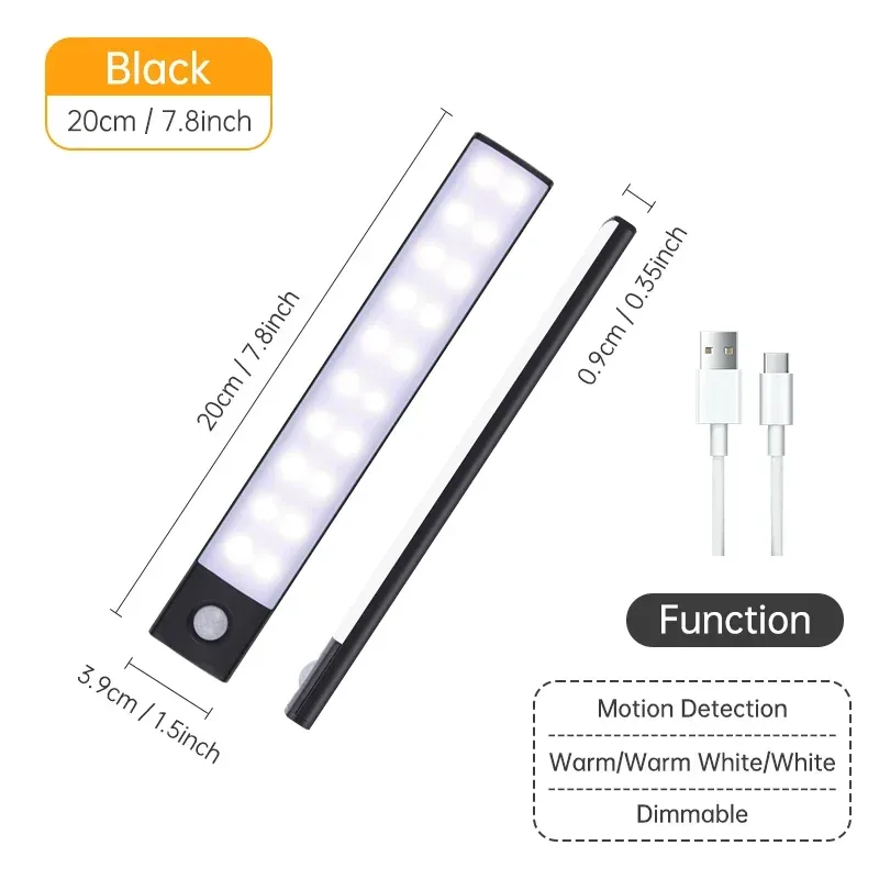 Réglette LED sans fil rechargeable avec détecteur de mouvement pour placard et armoire slide 9