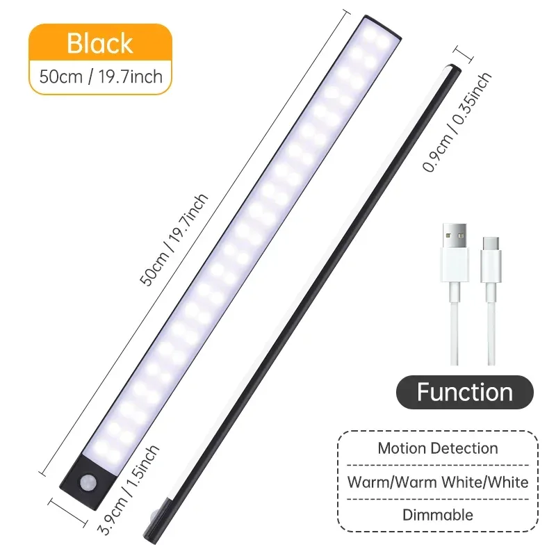 Réglette LED sans fil rechargeable avec détecteur de mouvement pour placard et armoire slide 8
