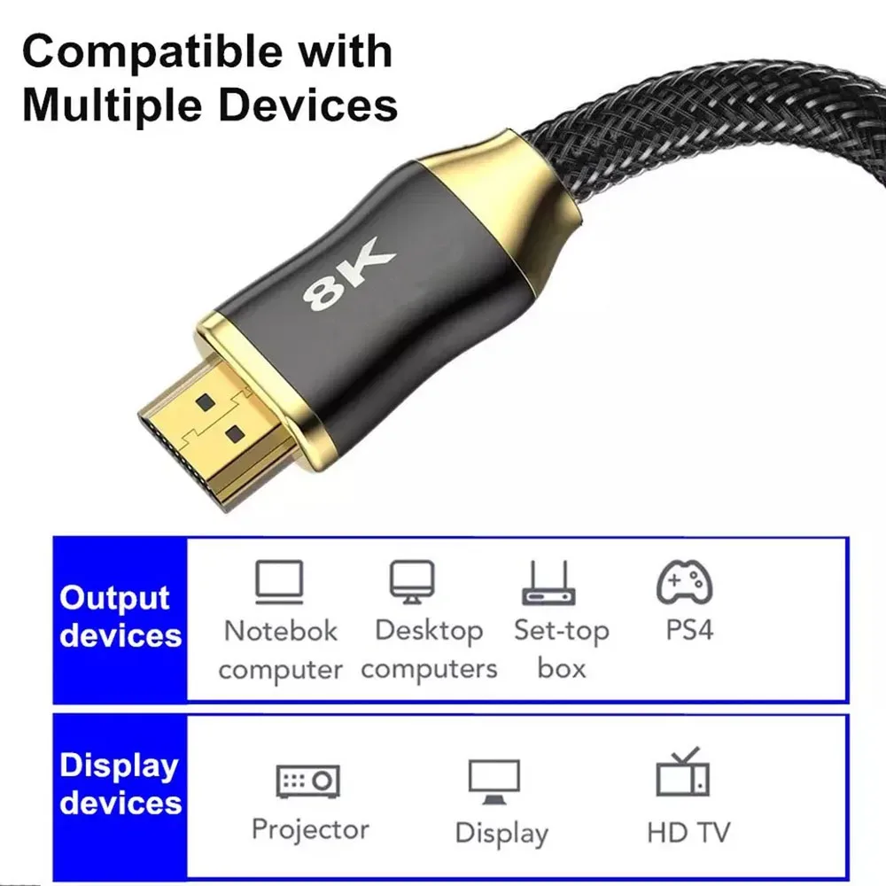 Câble HDMI 2.1 Ultra Haute Vitesse - 8K 60Hz / 4K 120Hz - 48Gbps - HDR & eARC - Compatible PS5, Apple TV et Projecteurs slide 6