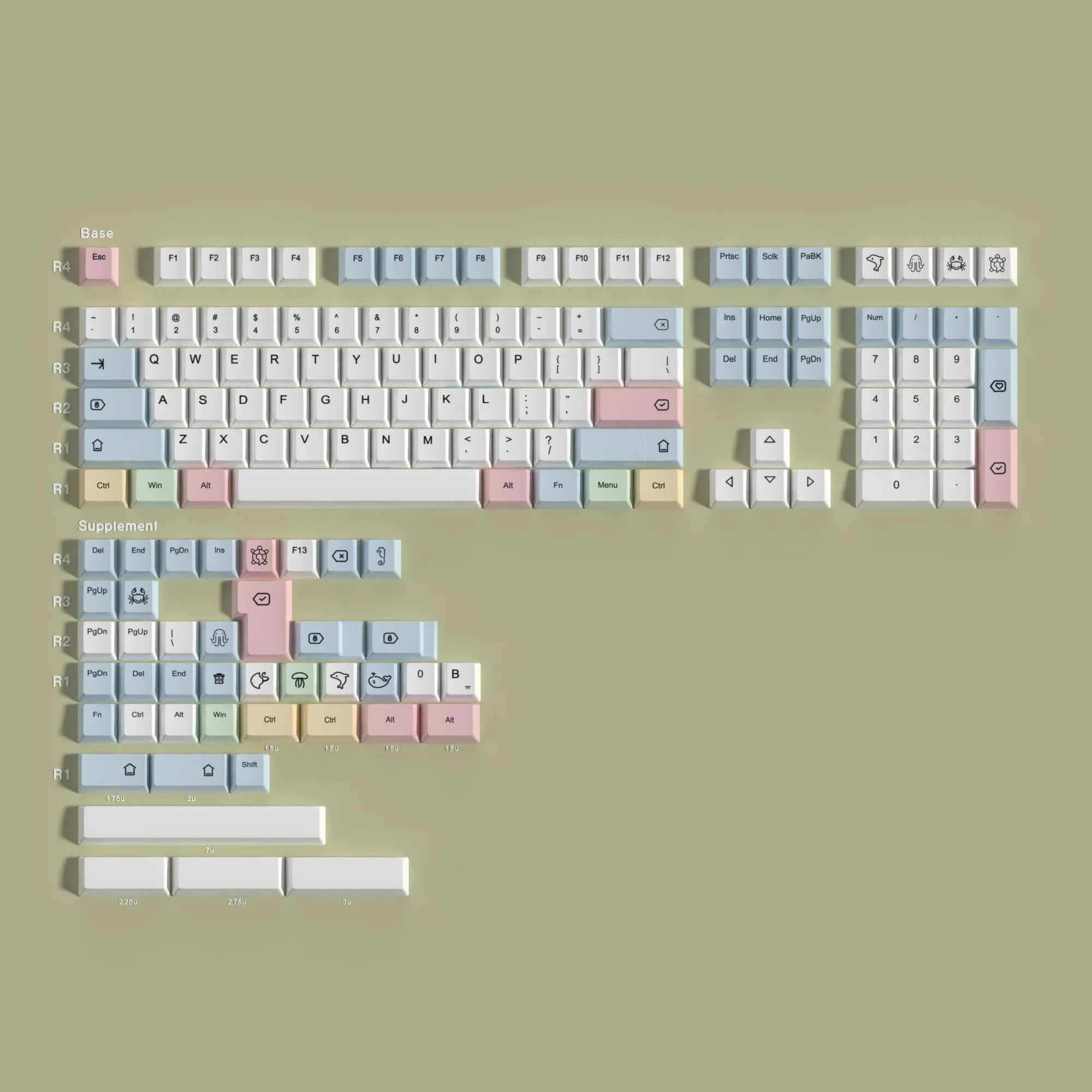 JCM - Set de touches coréennes "Chalk" - 151 touches PBT - Profil Cherry - Compatible Alice slide 8