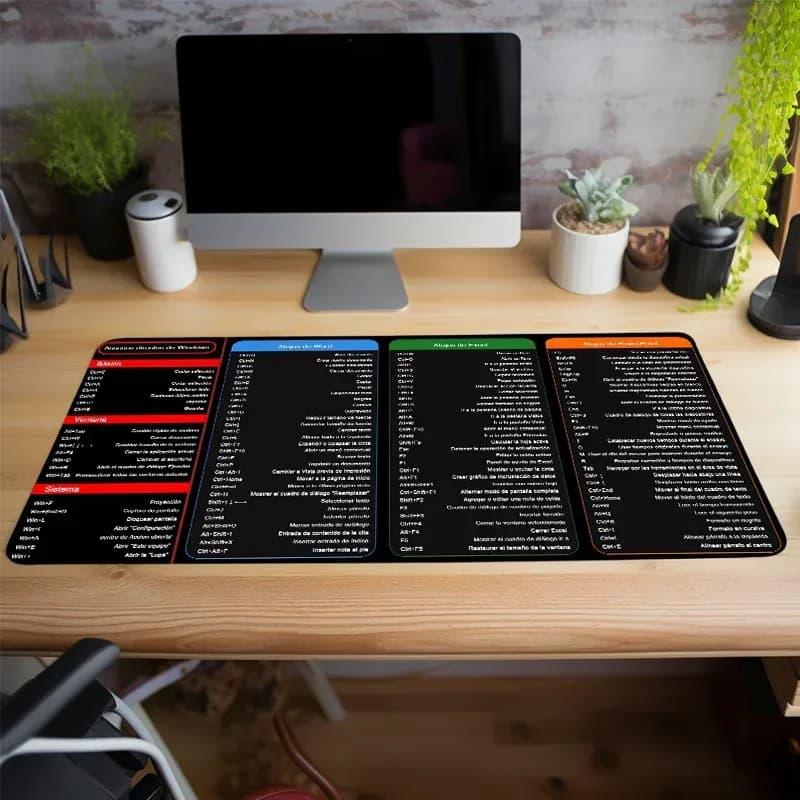 Tapis de bureau étendu avec raccourcis clavier Excel en espagnol - Image 4