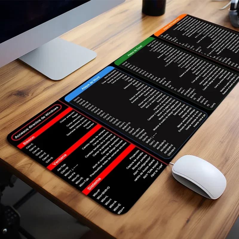 Tapis de bureau étendu avec raccourcis clavier Excel en espagnol - Image 3