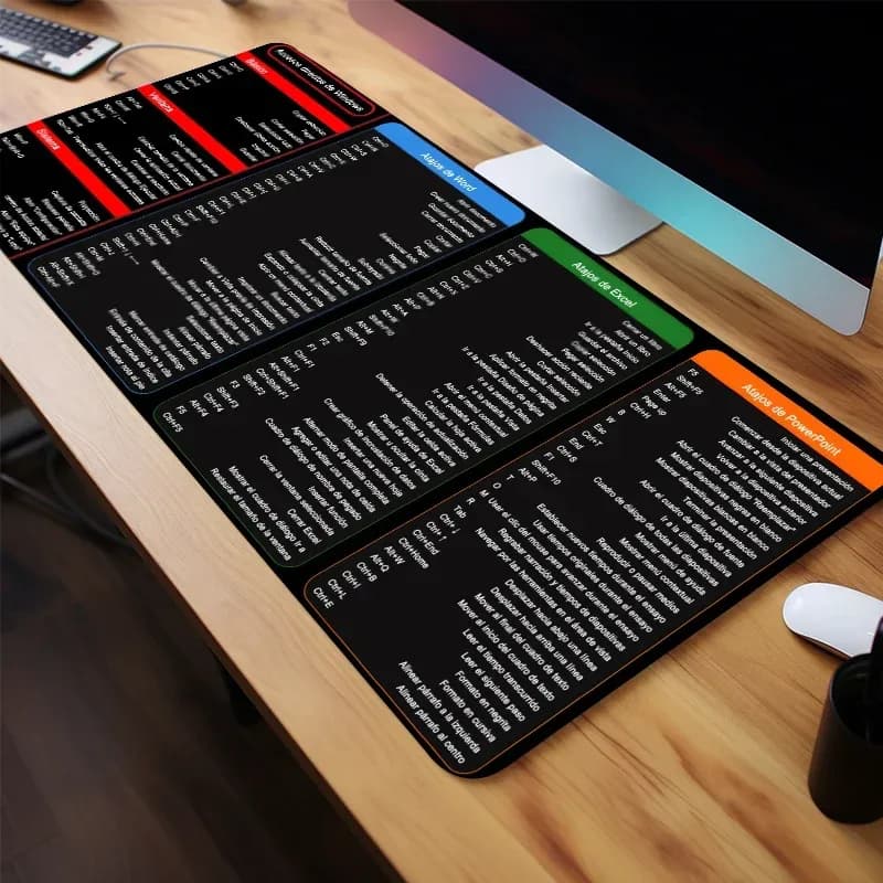 Tapis de bureau étendu avec raccourcis clavier Excel en espagnol - Image 5