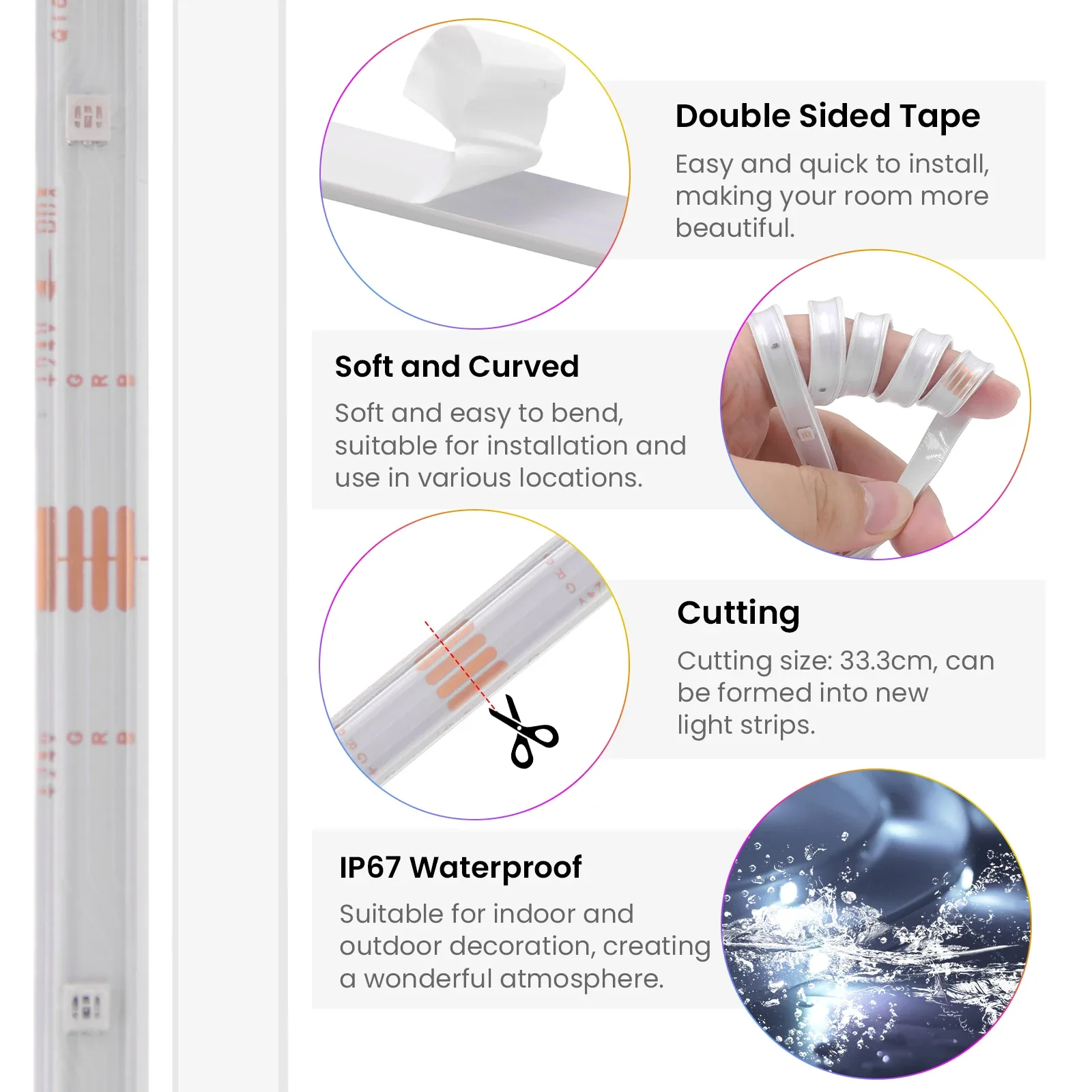 Ruban LED RGB 24V Bluetooth - Étanche IP67 pour Extérieur - Image 6