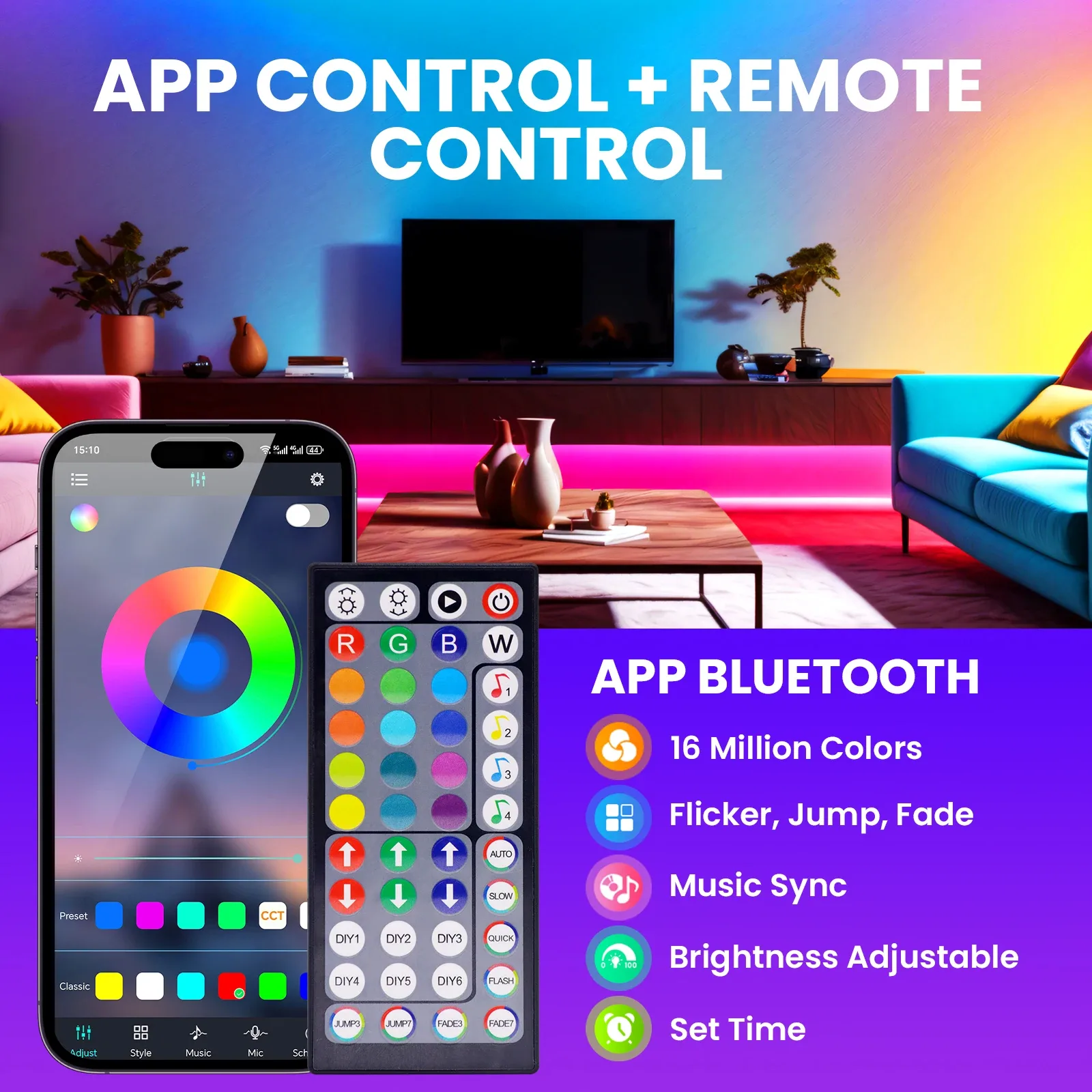 Ruban LED RGB 24V Bluetooth - Étanche IP67 pour Extérieur - Image 4