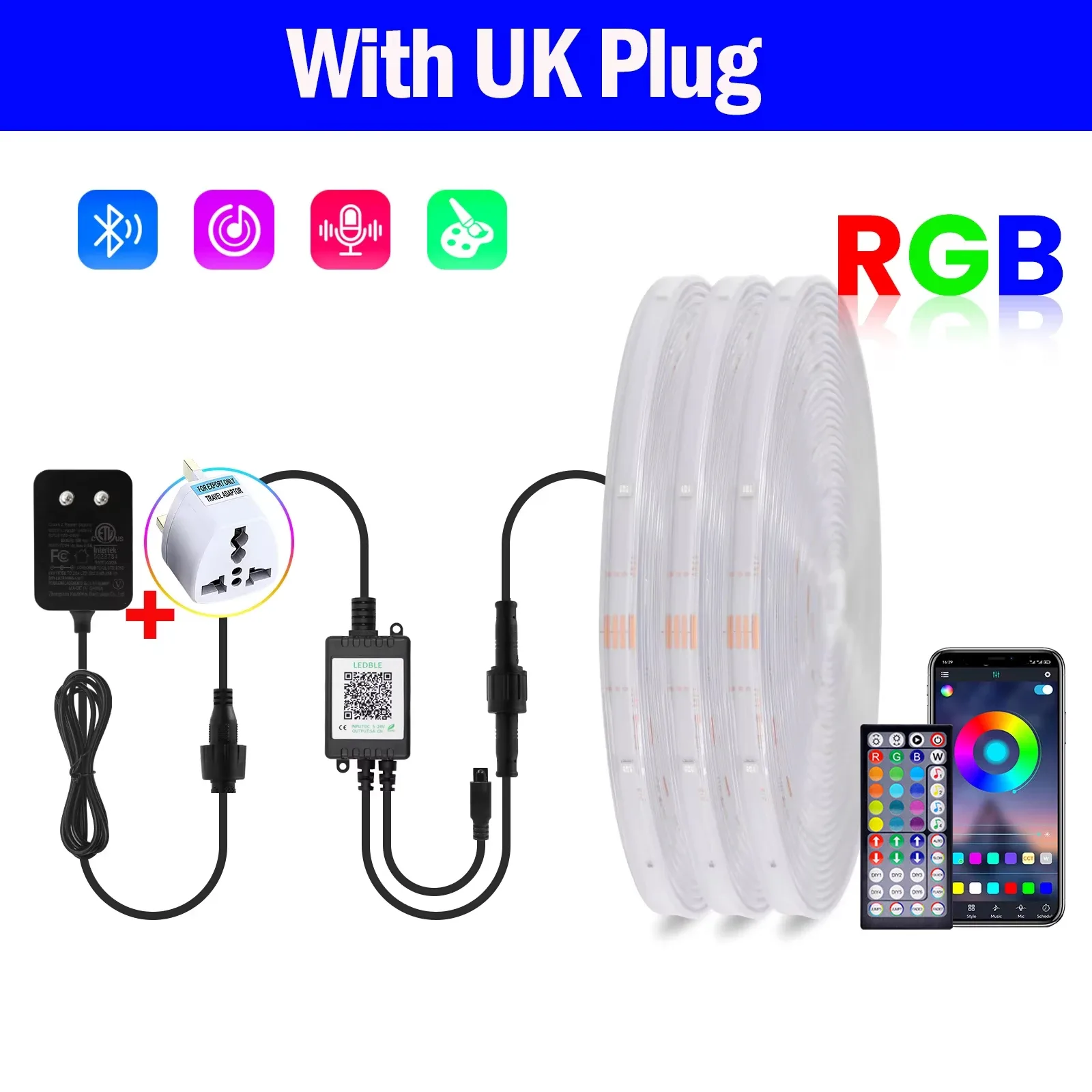 Ruban LED RGB 24V Bluetooth - Étanche IP67 pour Extérieur slide 10