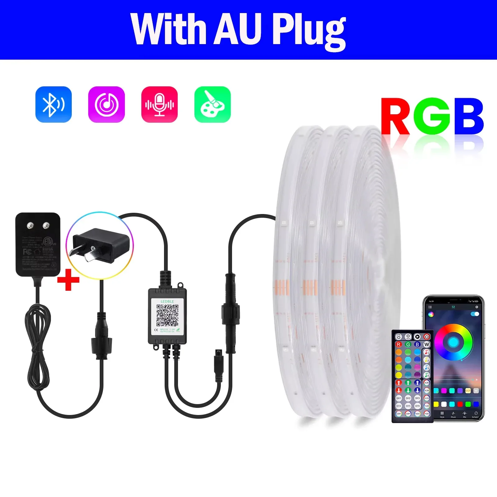 Ruban LED RGB 24V Bluetooth - Étanche IP67 pour Extérieur slide 7