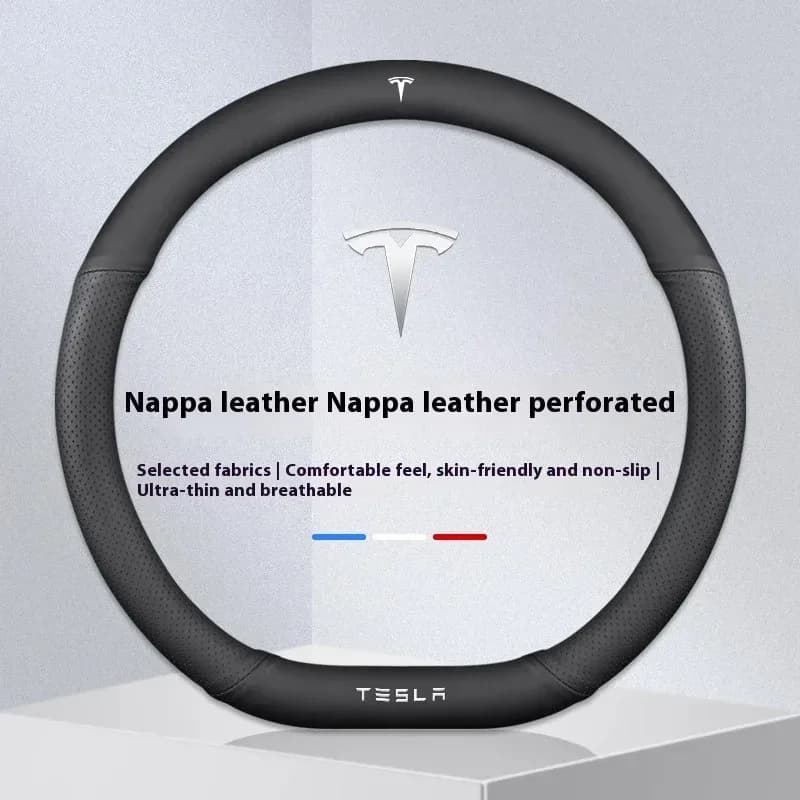 Housse de volant antidérapante en daim et cuir pour Tesla Model 3, Y, S, X et Roadster - Image 5