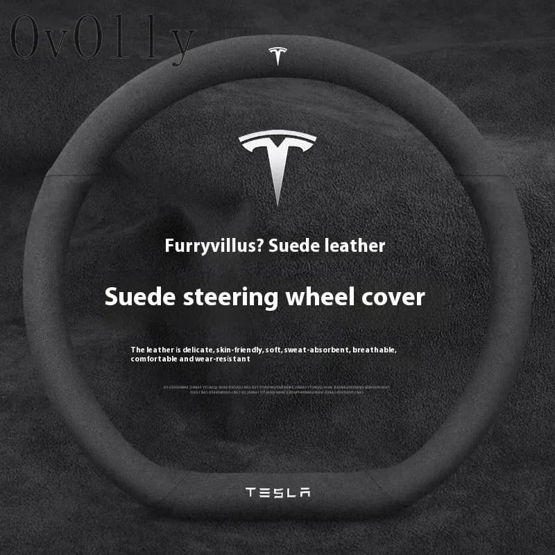 Housse de volant antidérapante en daim et cuir pour Tesla Model 3, Y, S, X et Roadster slide 10