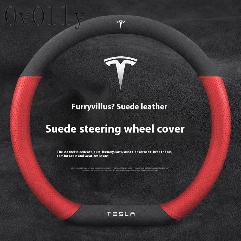 Housse de volant antidérapante en daim et cuir pour Tesla Model 3, Y, S, X et Roadster slide 12