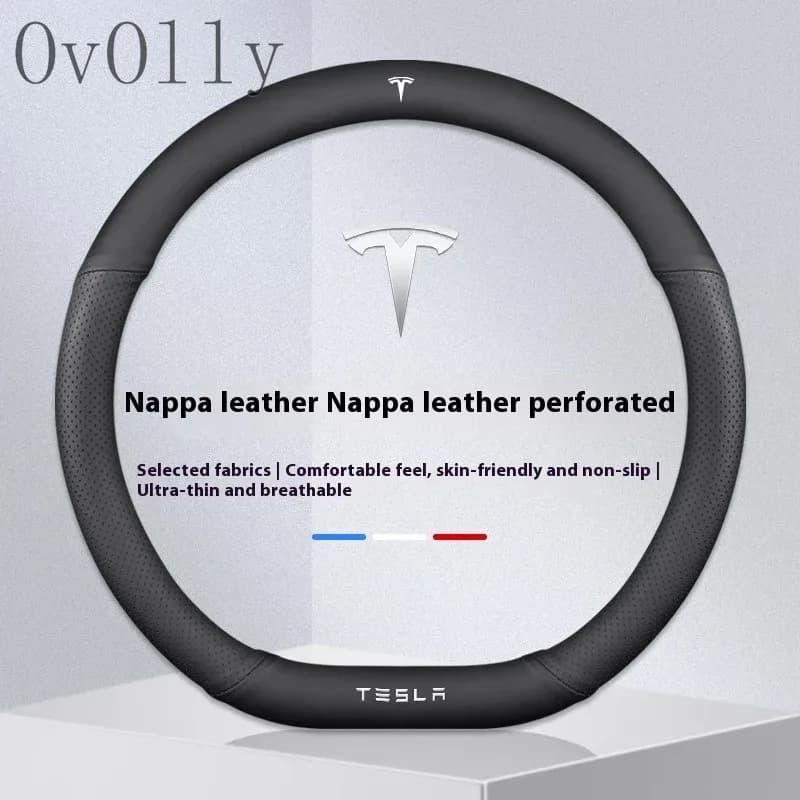 Housse de volant antidérapante en daim et cuir pour Tesla Model 3, Y, S, X et Roadster slide 11