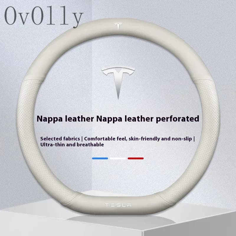 Housse de volant antidérapante en daim et cuir pour Tesla Model 3, Y, S, X et Roadster slide 8