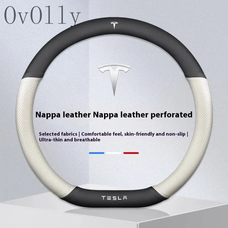 Housse de volant antidérapante en daim et cuir pour Tesla Model 3, Y, S, X et Roadster slide 7