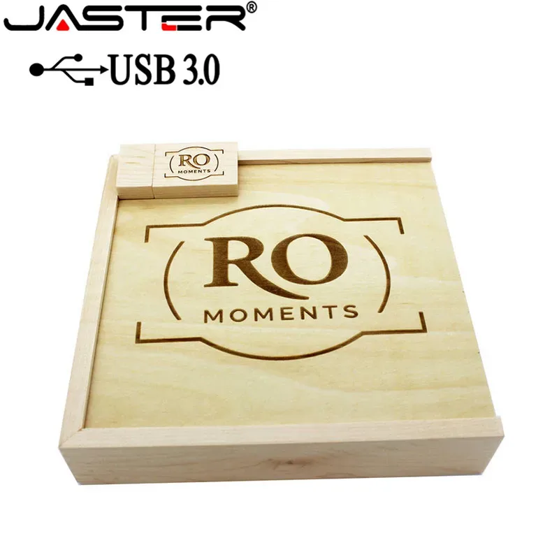 Album photo en bois avec coffret et clé USB 3.0 - Cadeau de mariage (170 x 170 x 35 mm) slide 4