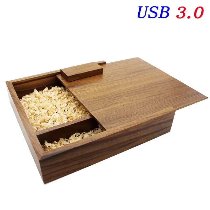 Album photo en bois avec coffret et clé USB 3.0 - Cadeau de mariage (170 x 170 x 35 mm) slide 7