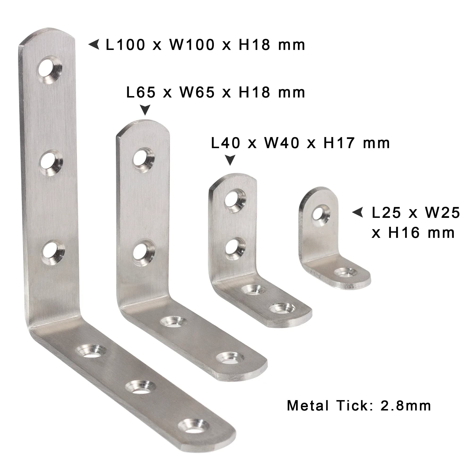 Lot de 10 équerres d'angle en acier inoxydable à 90 degrés pour meubles - Image 2