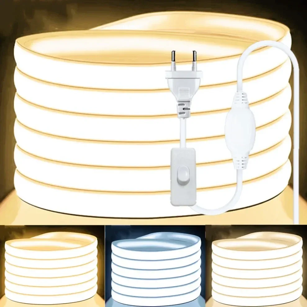 Ruban LED COB 220V Haute Densité, 288 LED/m, IP65 Étanche et Dimmable (RA90) - Image 1