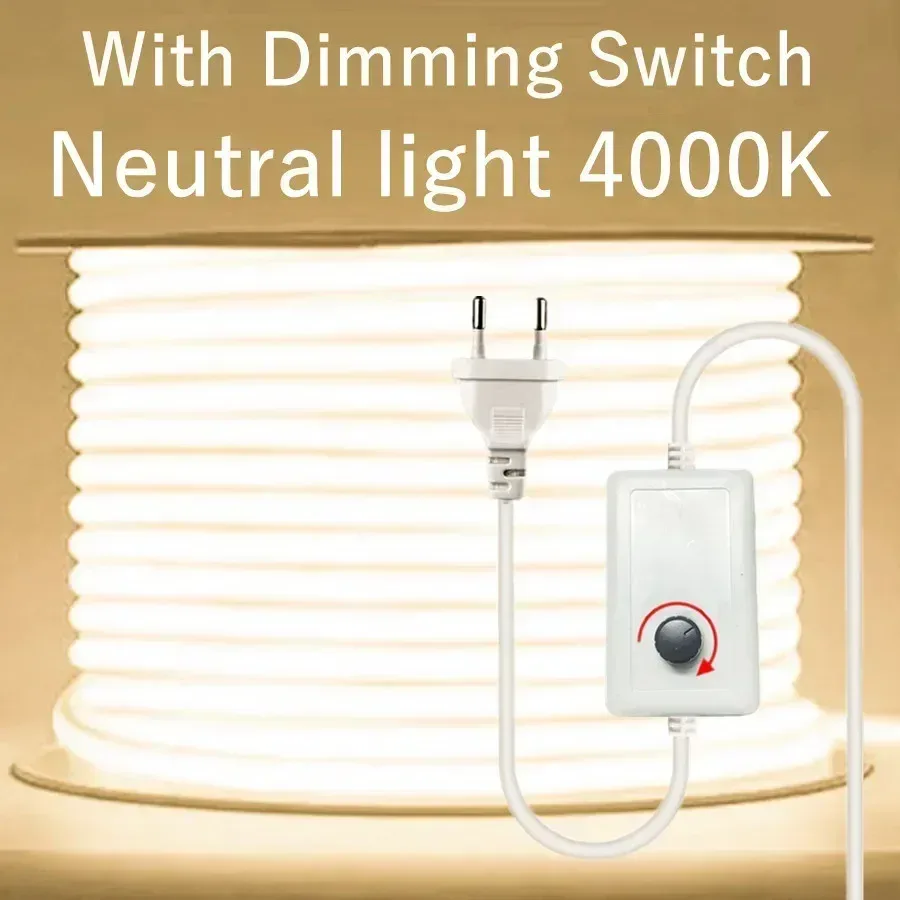 Ruban LED COB 220V Haute Densité, 288 LED/m, IP65 Étanche et Dimmable (RA90) slide 9
