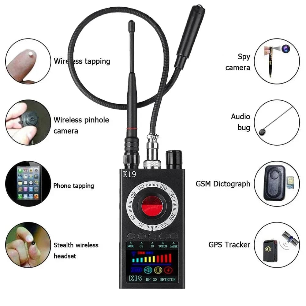Détecteur K19+ de caméras cachées, signaux RF et traceurs GPS