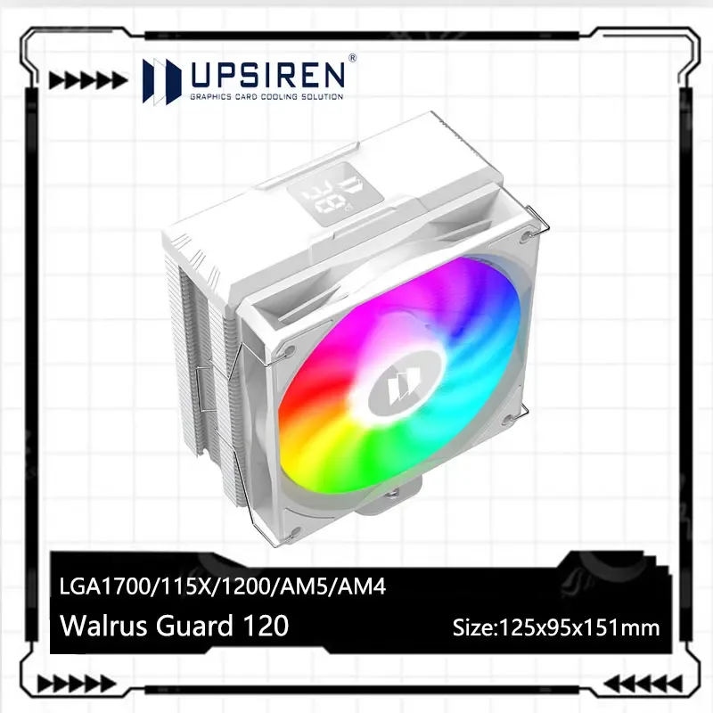 UPSIREN Walrus Assassin 90 - Ventirad avec affichage de température, ventilateur ARGB PWM 90mm, compatible LGA1700/AM5