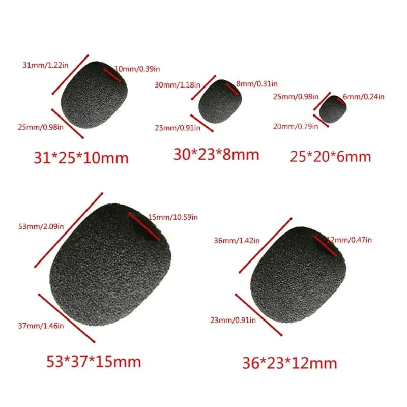 Lot de 10 bonnettes en mousse pour microphone à col de cygne