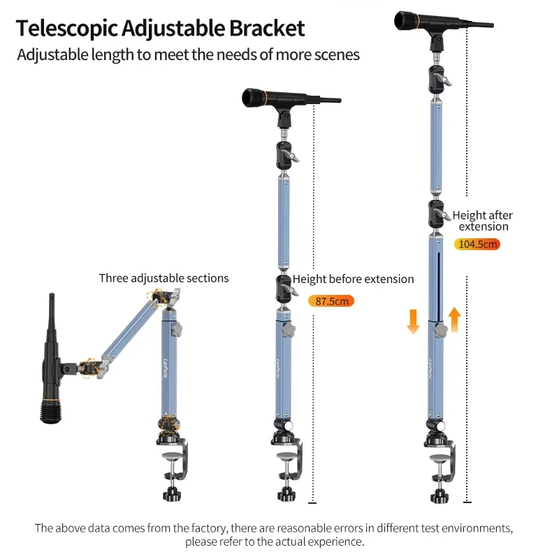 Bras de microphone articulé pivotant à 360° avec colonne montante amovible pour streaming - Image 6