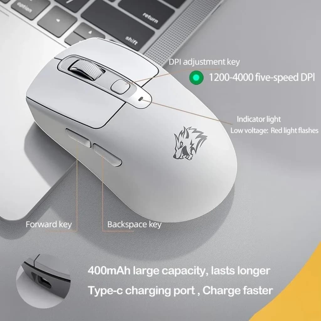 Souris sans fil Wolf A3 - Double mode Bluetooth et 2,4 GHz - Image 2