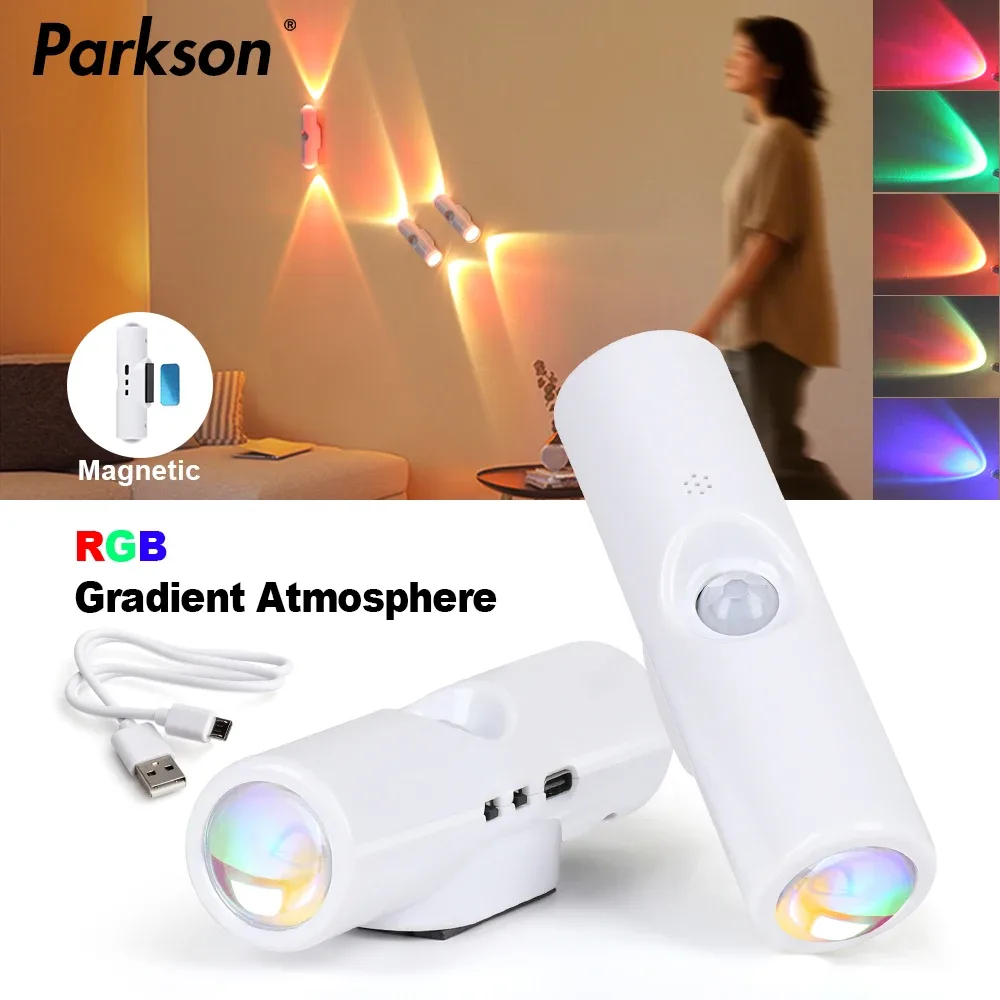 Veilleuse LED RGB avec Détecteur de Mouvement, Rechargeable USB - Image 1