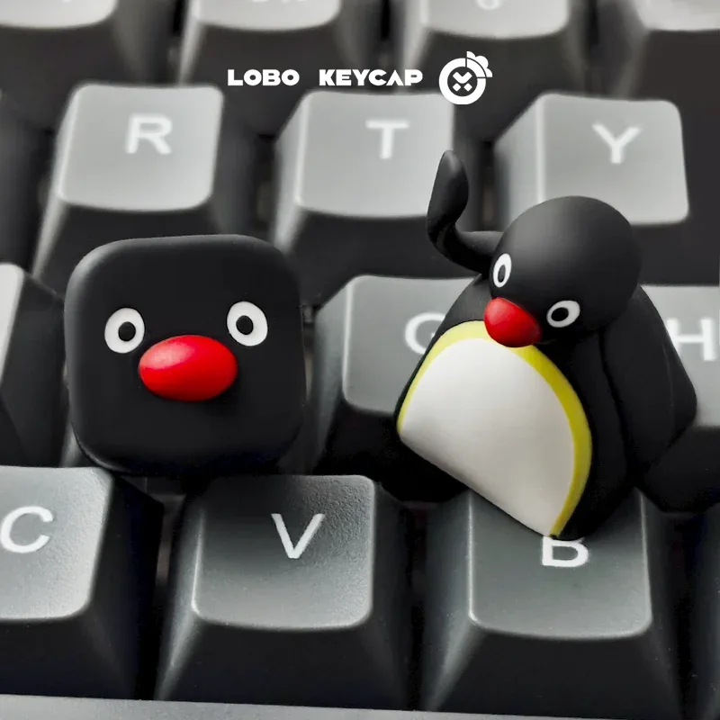 Touche de clavier artisanale en résine - Design Pingouin Kawaii - Image 1