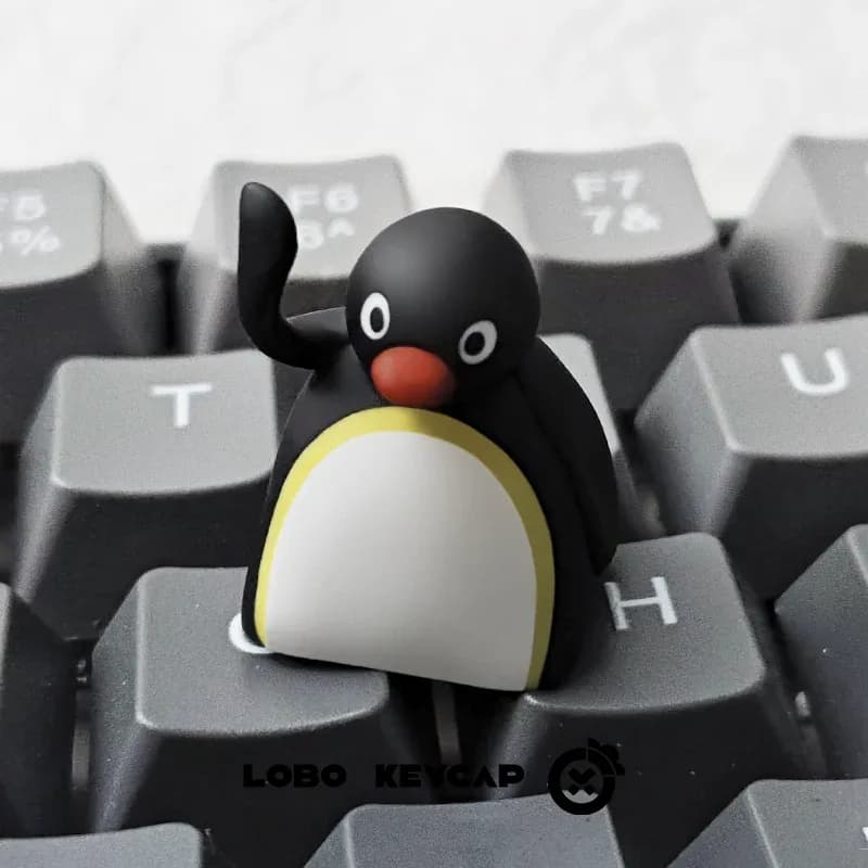 Touche de clavier artisanale en résine - Design Pingouin Kawaii - Image 3
