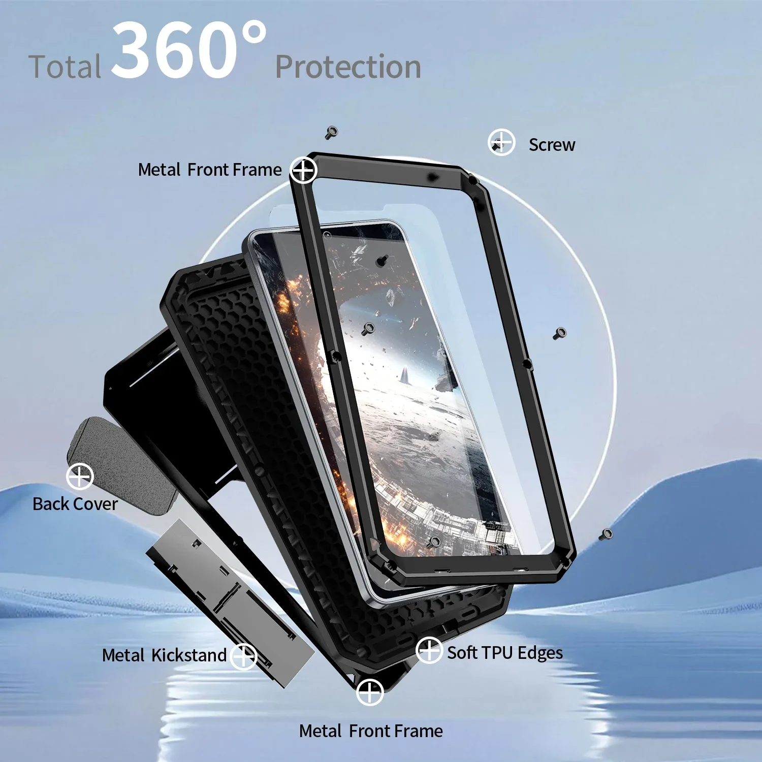 Coque de protection antichoc pour Samsung Galaxy S21/S22/S23/S24/S25, cache-caméra coulissant, support intégré et protection d'écran en verre. slide 2