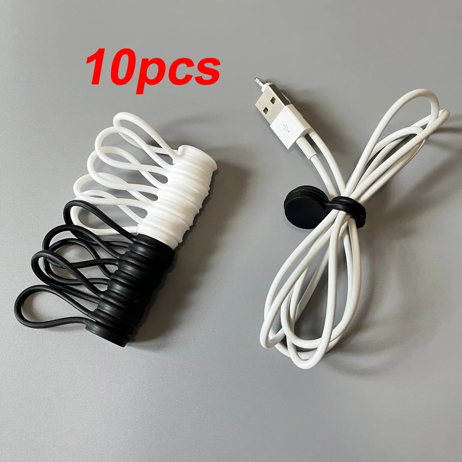 Attaches de Câbles Magnétiques en Silicone Réutilisables - Lot de 10 - Image 1