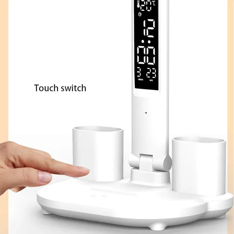 Lampe de bureau LED pliable à double tête avec calendrier et horloge - Image 4