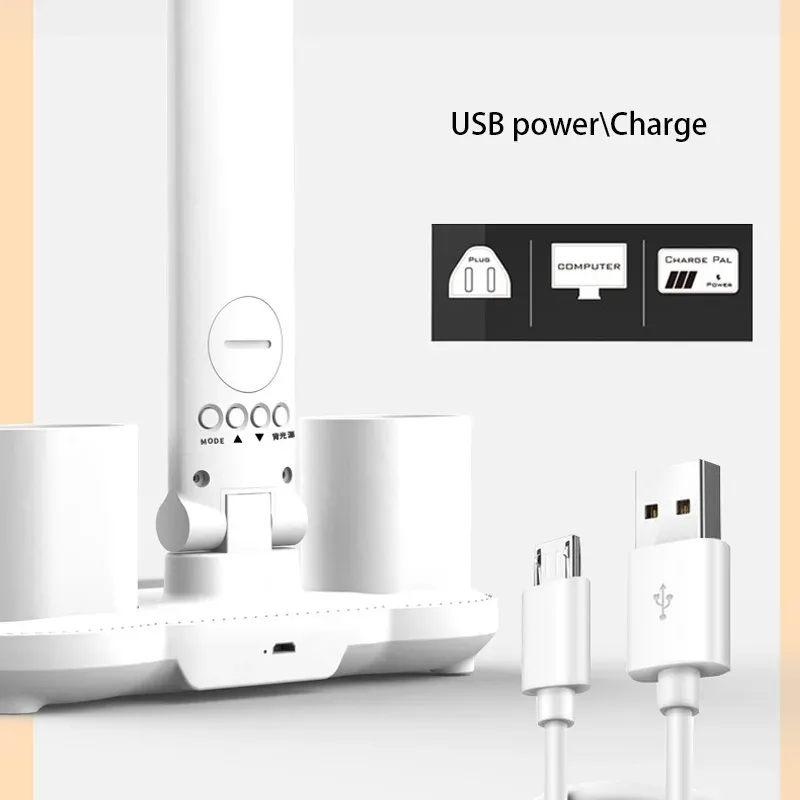 Lampe de bureau LED pliable à double tête avec calendrier et horloge - Image 5