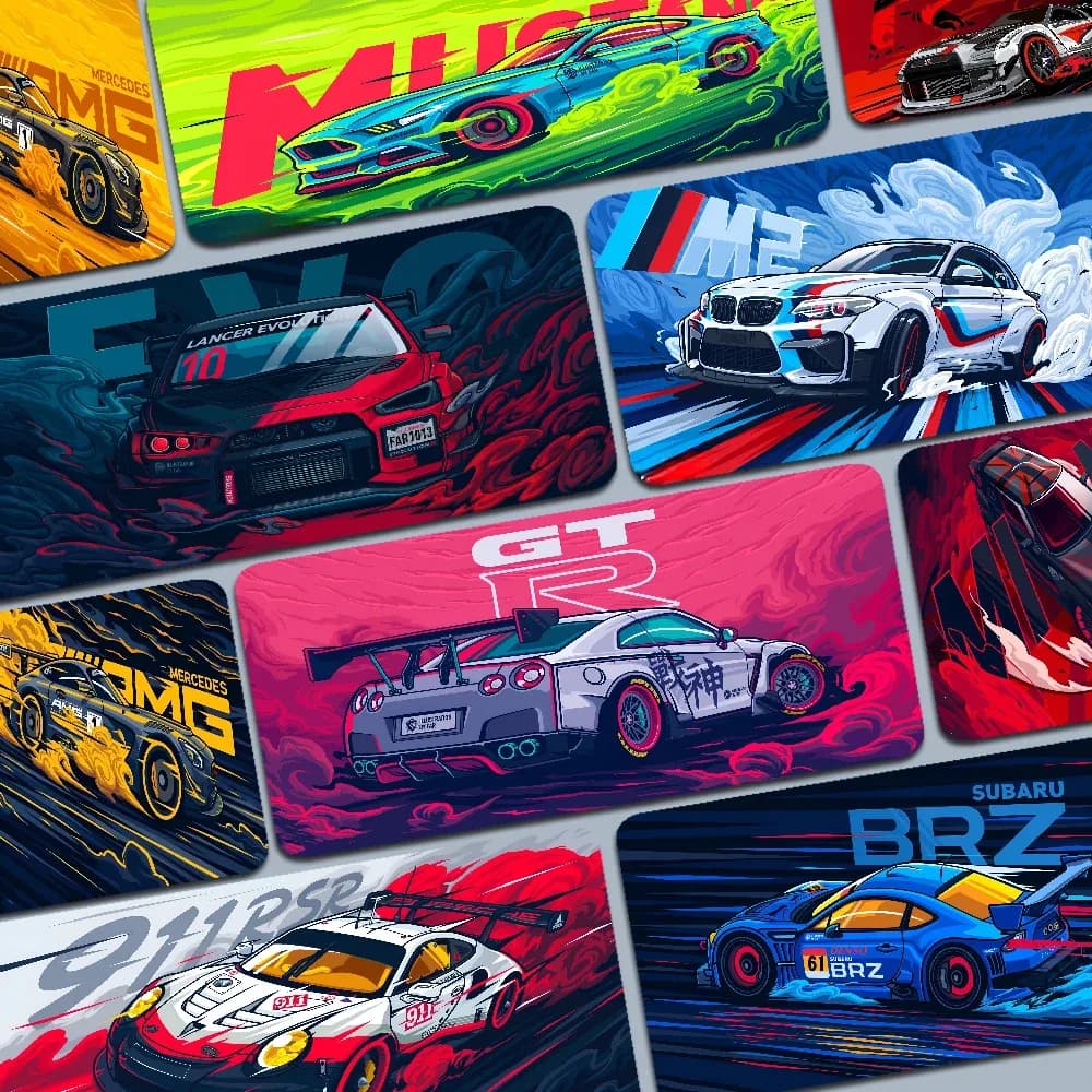 Tapis de souris gaming en caoutchouc naturel - Collection voitures de sport