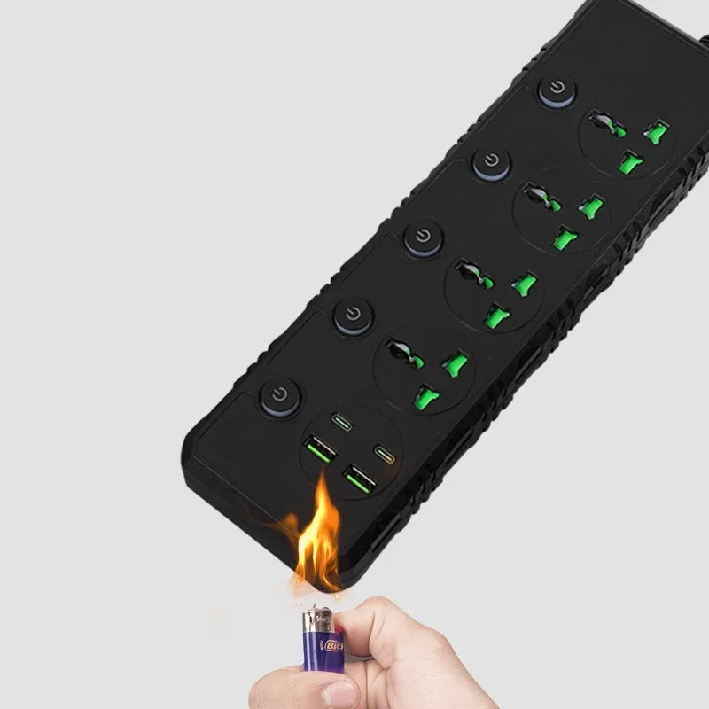 Multiprise universelle avec 4 interrupteurs individuels, 2 ports USB, 2 ports USB-C et câble de 2m - Image 2