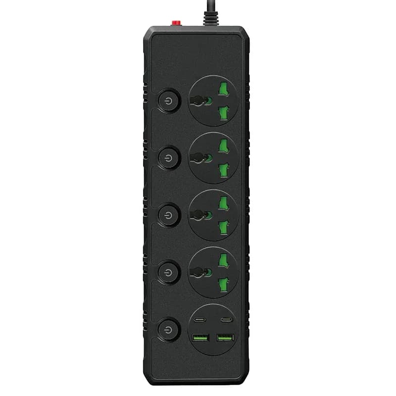Multiprise universelle avec 4 interrupteurs individuels, 2 ports USB, 2 ports USB-C et câble de 2m slide 6