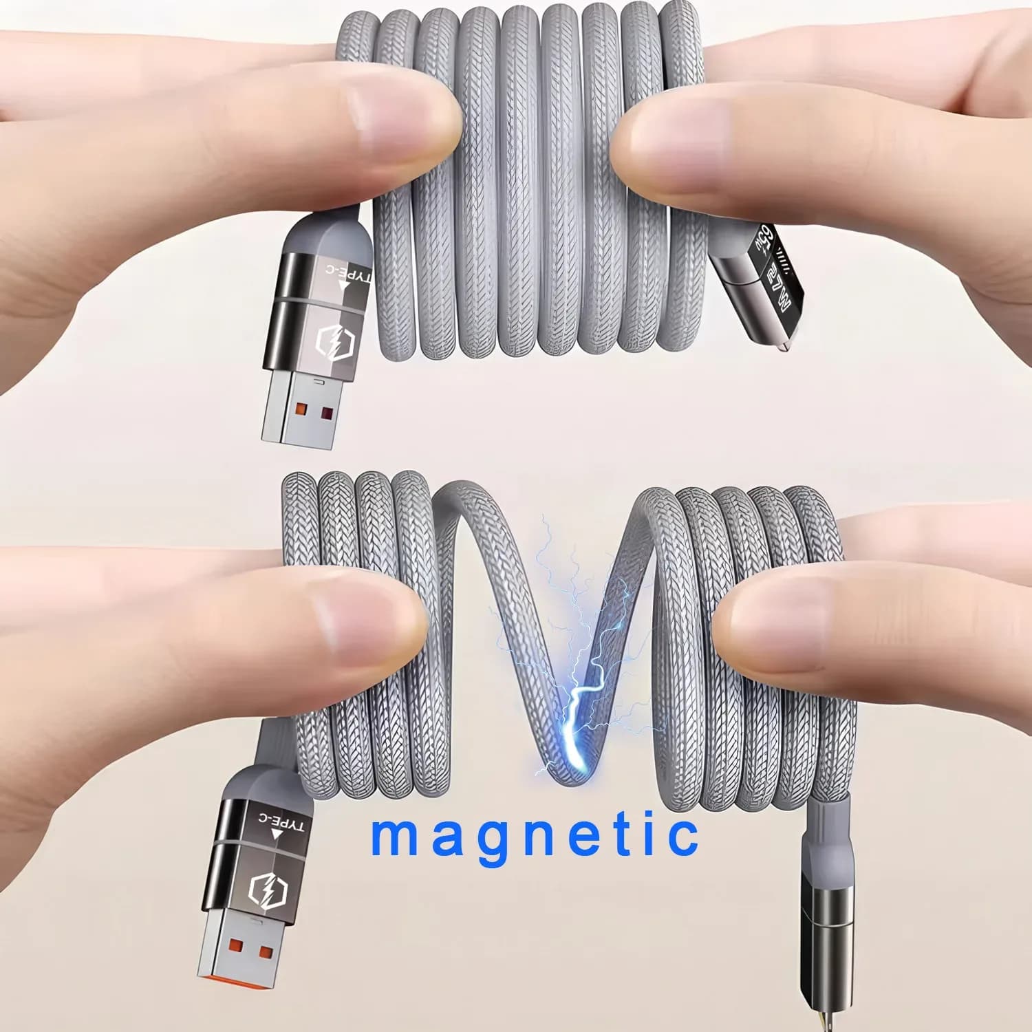 Câble USB-C magnétique 4-en-1 PD 65W - Charge rapide anti-enchevêtrement