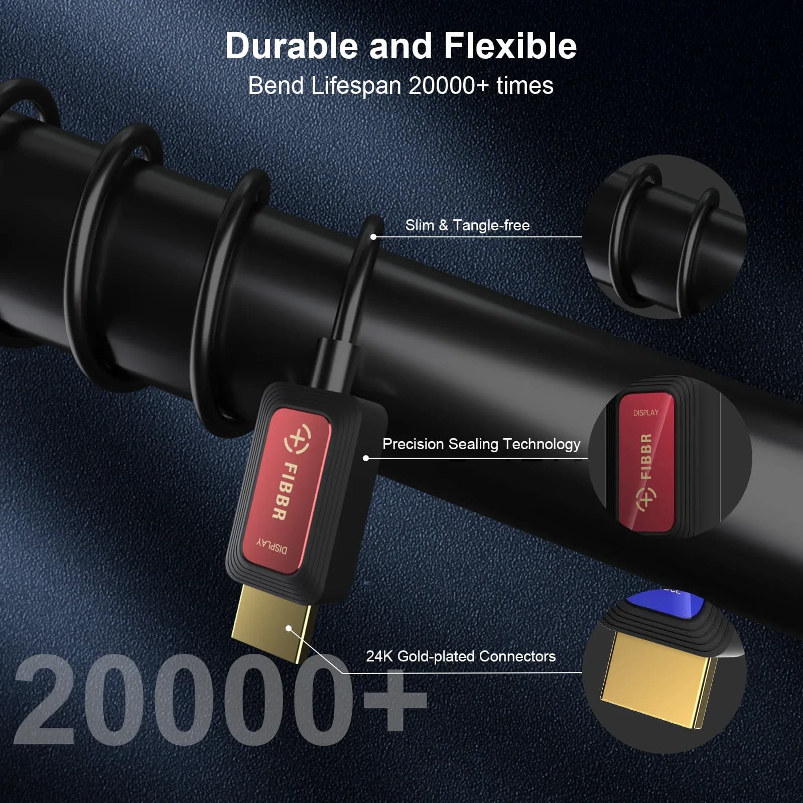Câble HDMI 2.1 en Fibre Optique FIBBR - 8K @ 60Hz / 4K @ 120Hz - 48 Gbps - eARC & HDR - Image 3