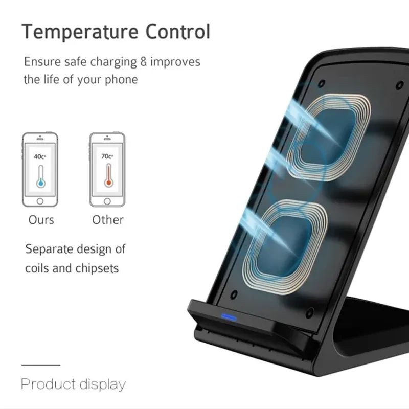 Support de charge sans fil rapide 50W pour Samsung, iPhone et Xiaomi - Image 6